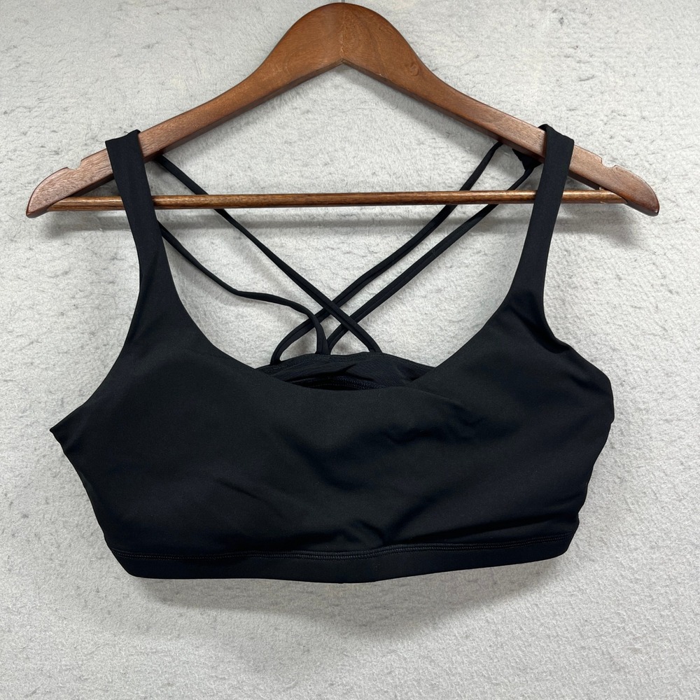 CRZ YOGA Sports Bra Womens Large Black Strappy Back Padded Activewear Gym Yoga